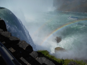 God's promise is everywhere at Niagara falls. This is a double rainbow in the mist at Horseshoe Falls.